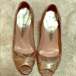 Emporio Armani nude peep toe heels